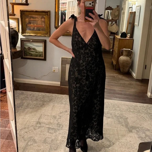 Evan Picone Black Floral Lace Chemise Dress - Picture 4 of 8